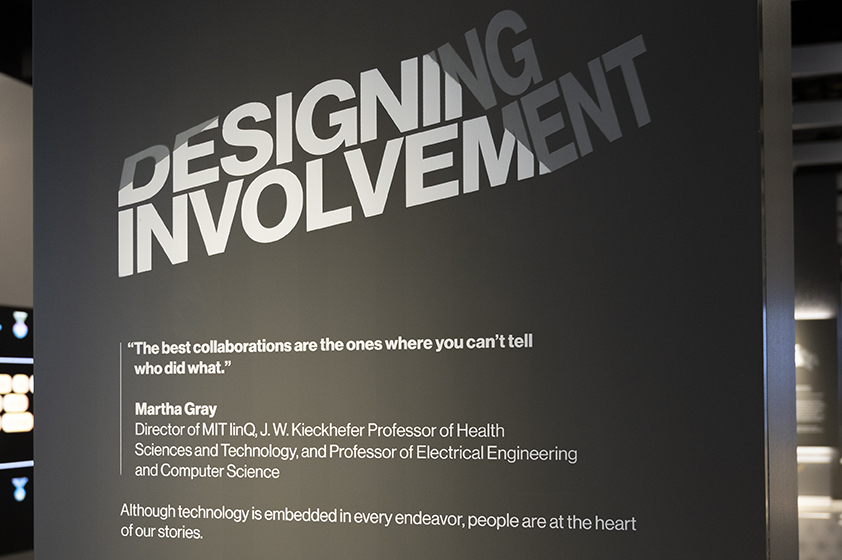 Exhibit poster in the MIT Museum titled "Designing Involvement"